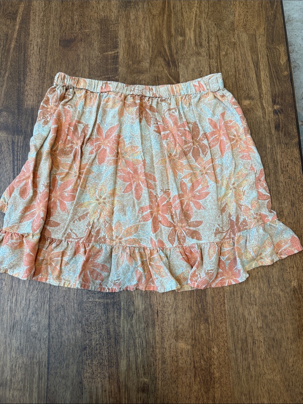 Roxy Peach Floral High-Low Ruffle Mini Skirt - Picture 3 of 4